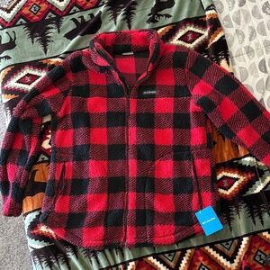 Columbia Plaid Fleece Jacket - Red and Black